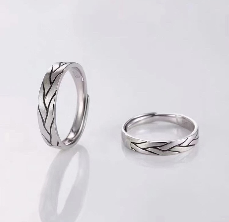 Set Of 2 990 Sterling Silver Vintage Engraved Promise Rings, Elegant Sentimental Style, Ideal For Anniversaries & Wedding Gifts