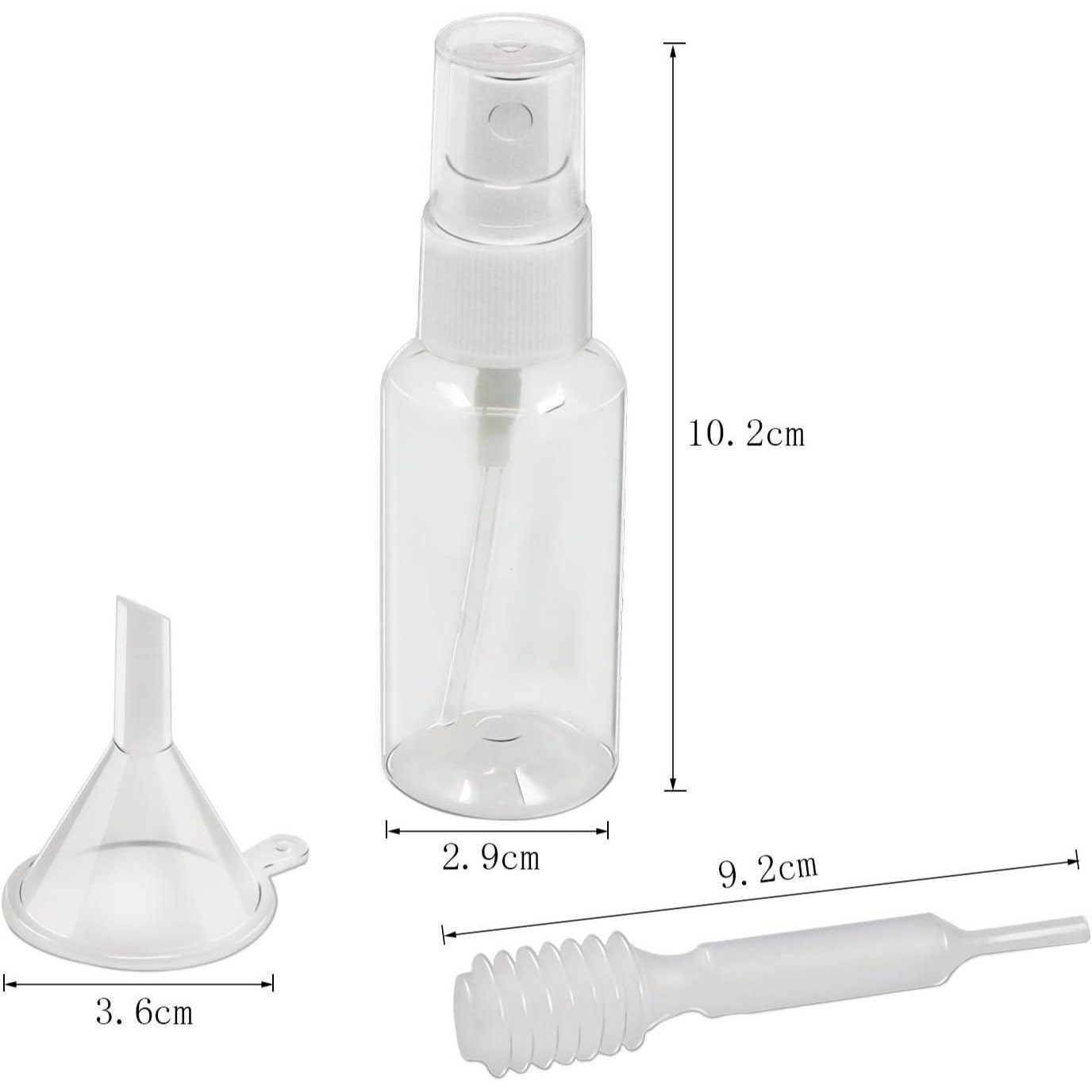 Spray Bottle – 12-piece Set With 30ml Bottles, 3 Mini Funnels, 3 Dropper Pipettes, Labels, And Microfiber Cloths – Accessory Set