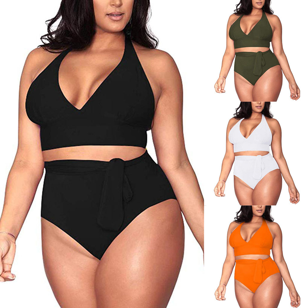 Multi-string deep V high waist swimsuit