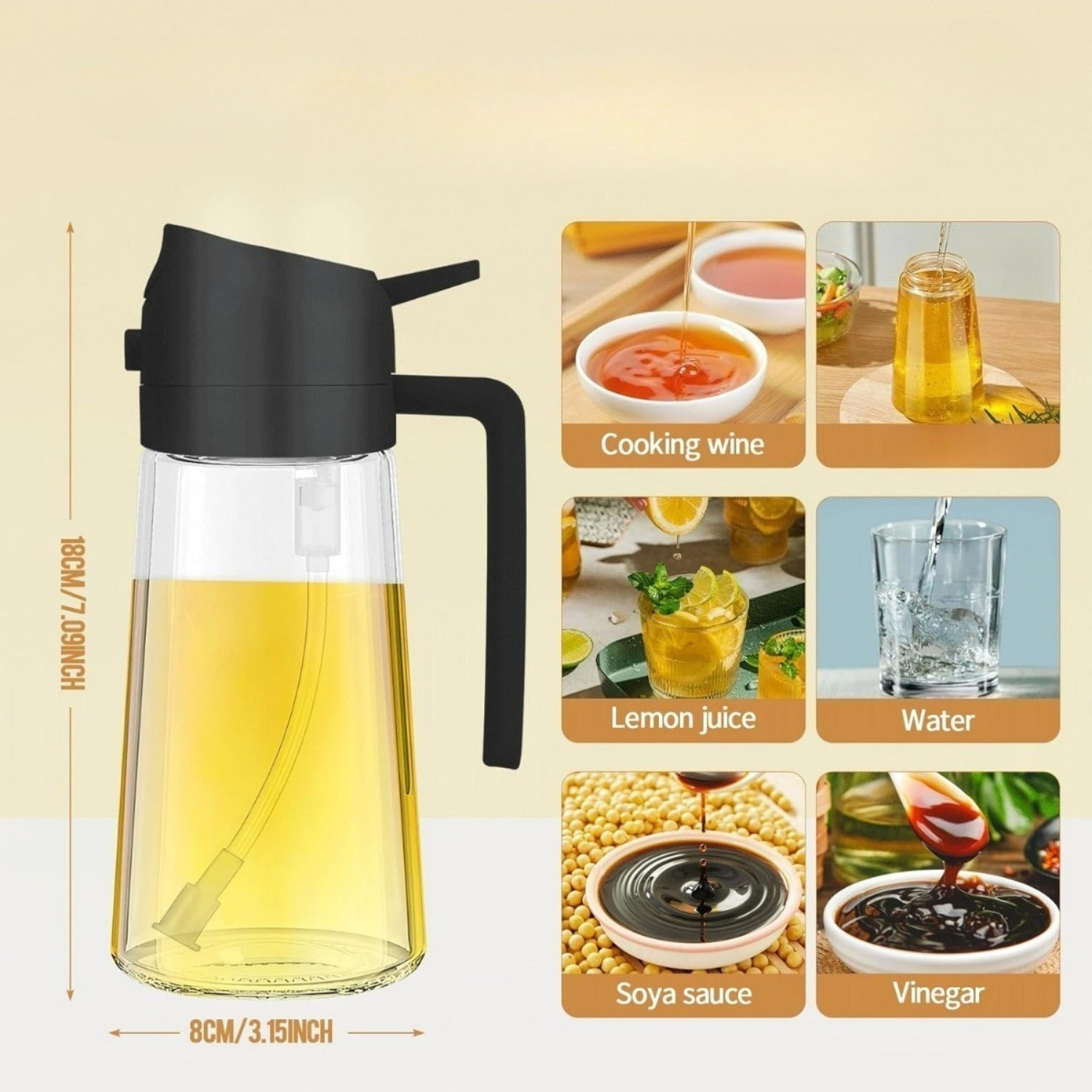 Glass Spray Bottles, 470 Ml Glass Spray Bottle For Cooking (black)