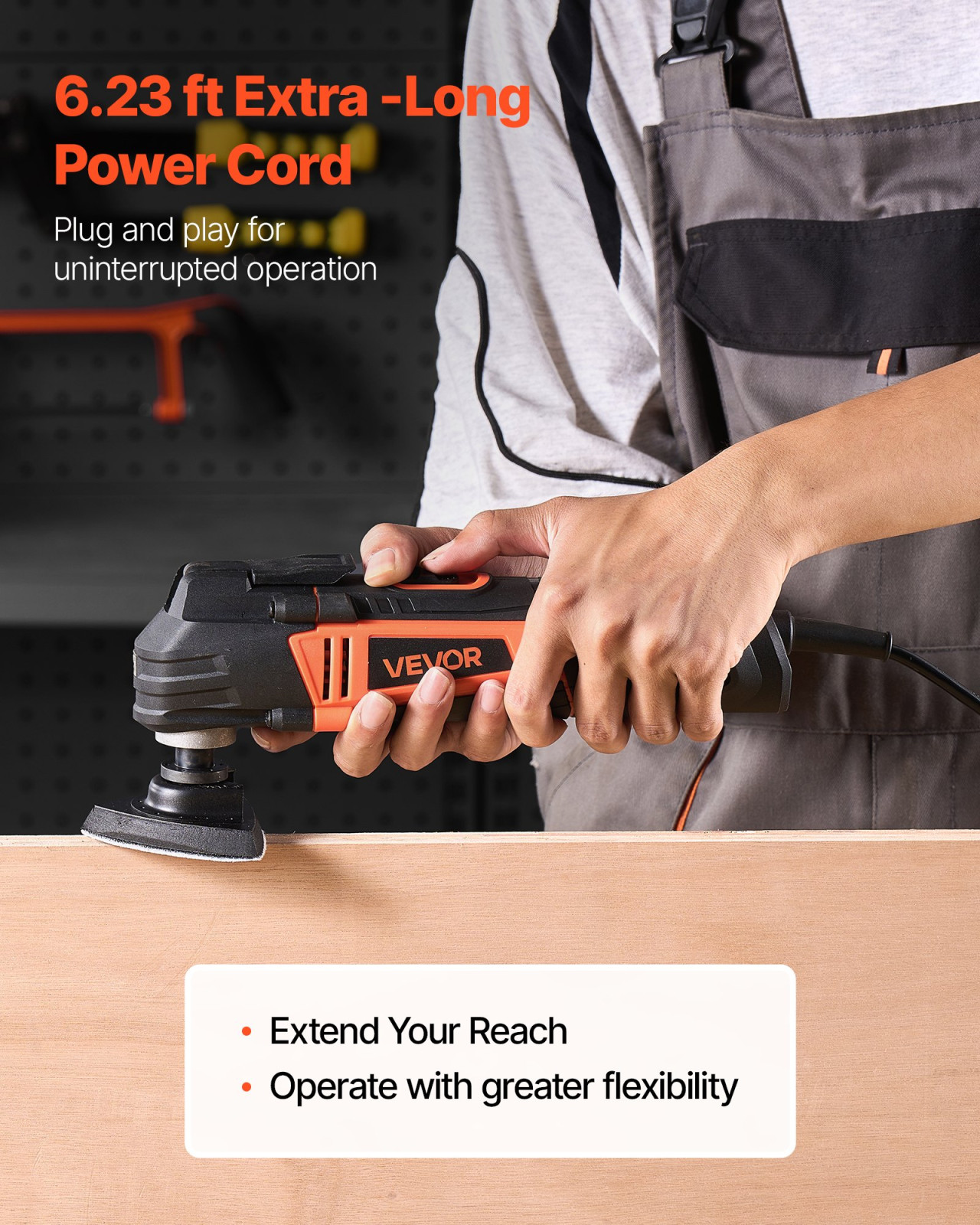 Multitool Oscillating Tool, 3Amps Corded Oscillating Multi Tool With 6 Variable Speeds 15000 - 22000 OPM, 3.2° Oscillating Angle, 13PCS Saw Accessories, LED Work Light & Tool Bag