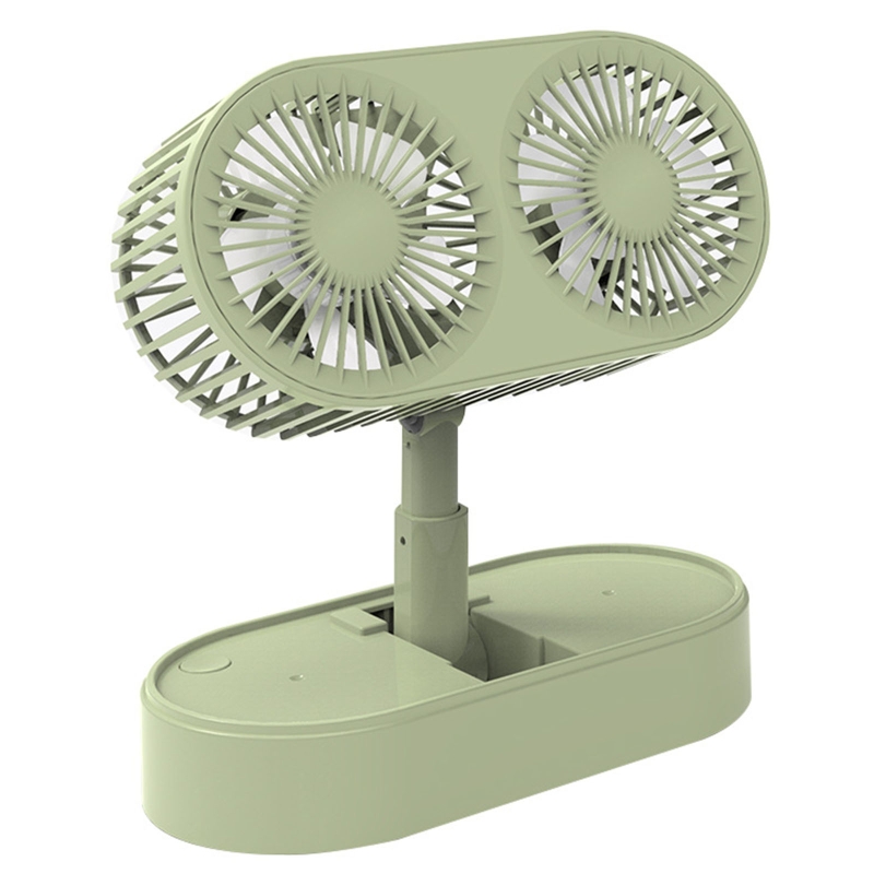 Desktop Small Fans Folding Telescopic 3 File Mini Table Fan Portable Dual Motor USB Rechargeable Cooling Electric Fan