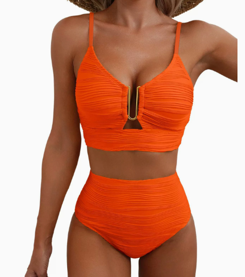 Bikini V-neck Hollow Swimsuit High Waist Women
