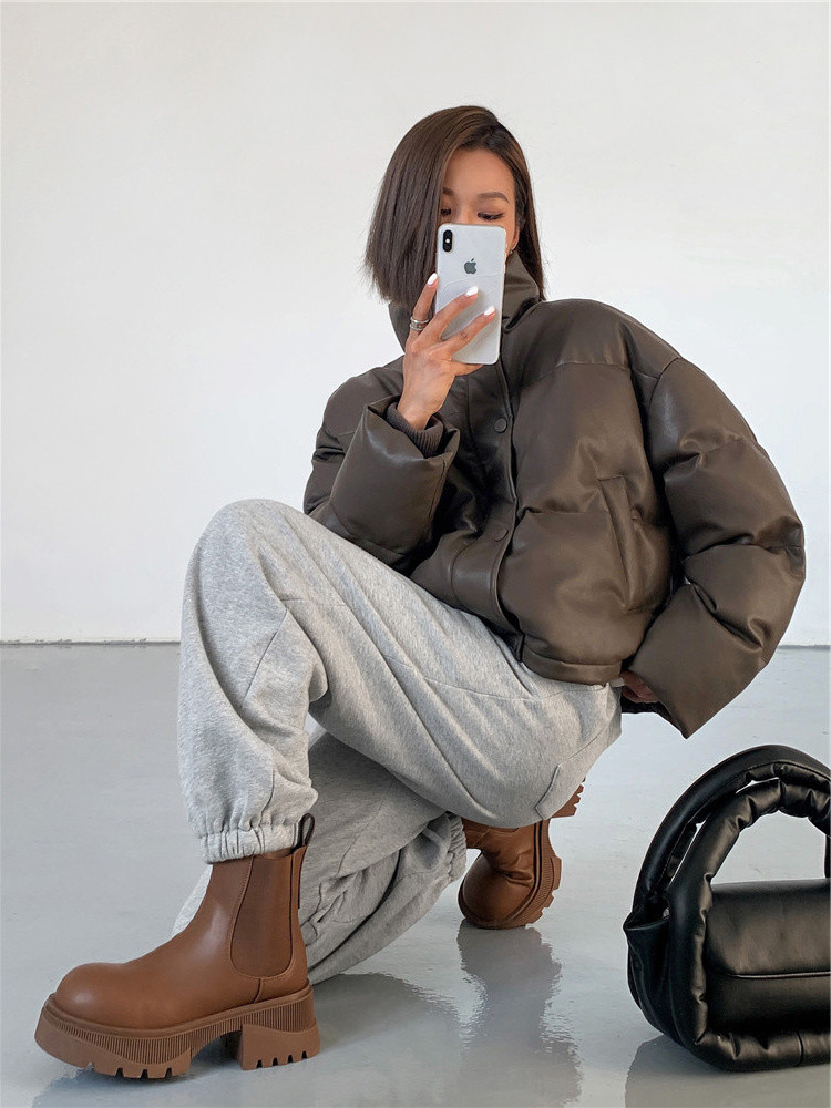 Women's Thickened Thermal Turtleneck Short Cotton Coat Jacket