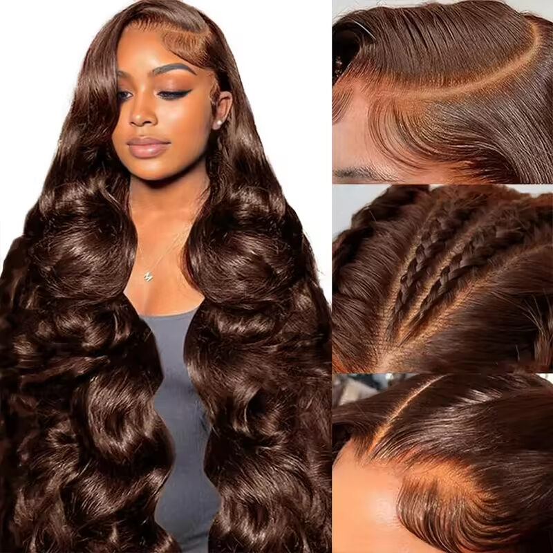 Wig Human Hair Lace Front Wig 13x4 High-Definition Brown Lace Front Wig Human Hair With Aligned Cuticles Vietnam Wig