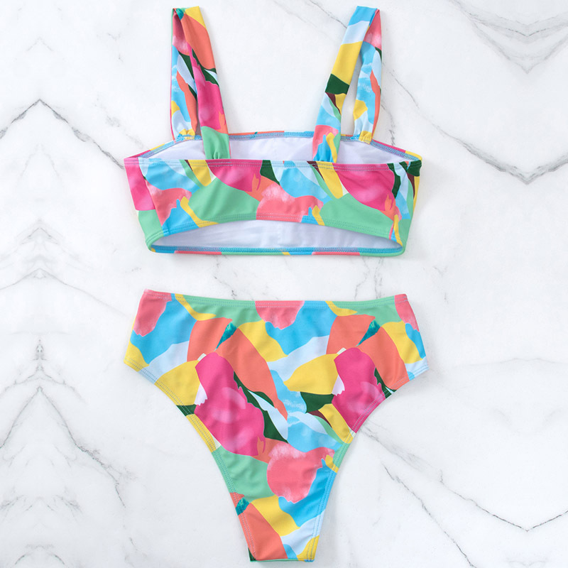 Women's Multi-Color High-Waist Split Swimsuit Bikini