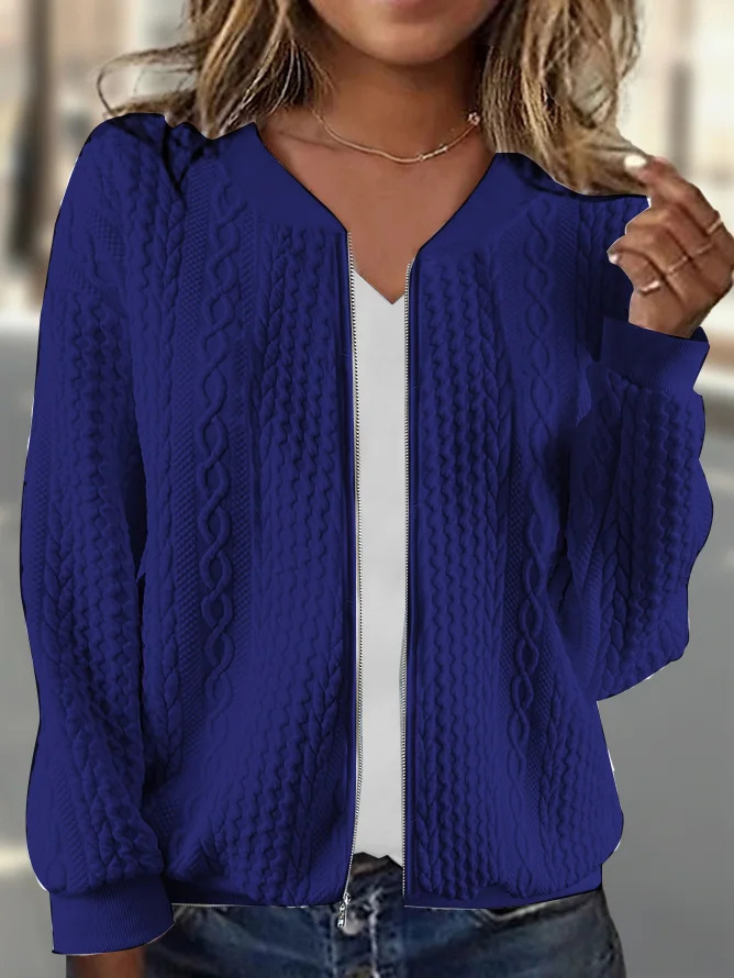 Jacket Jacquard Long Sleeve Casual Short Jacket